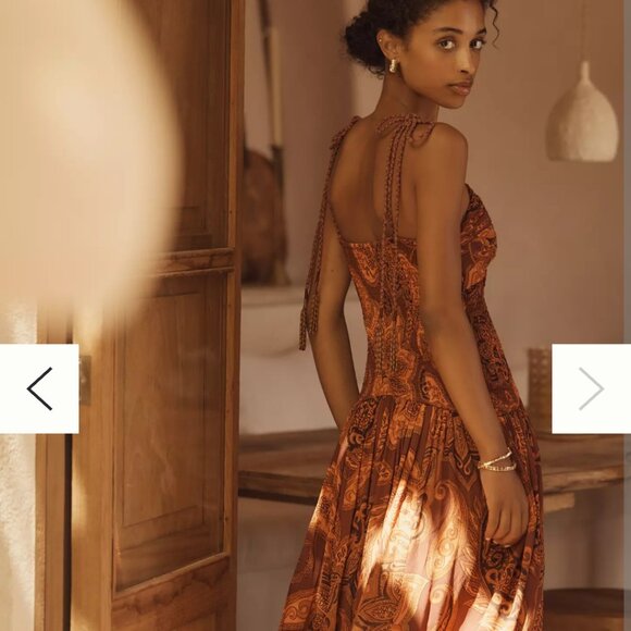 NWT L Farm Rio x Anthropologie Drop-Waist Printed Midi Dress - Picture 2 of 9